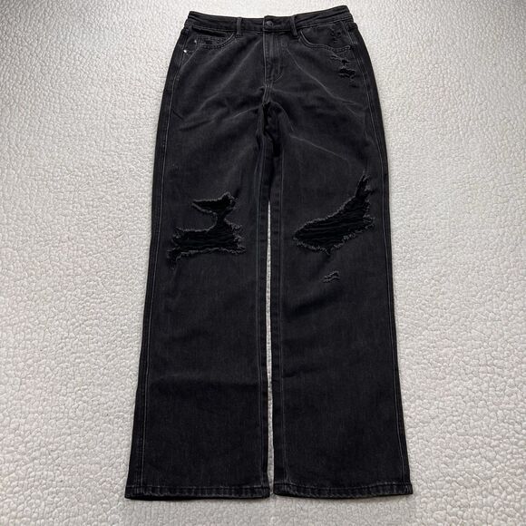Judy Blue 90s Straight Jeans 9 (31x31.5) Black High Rise Grunge Streetwear - Picture 3 of 15